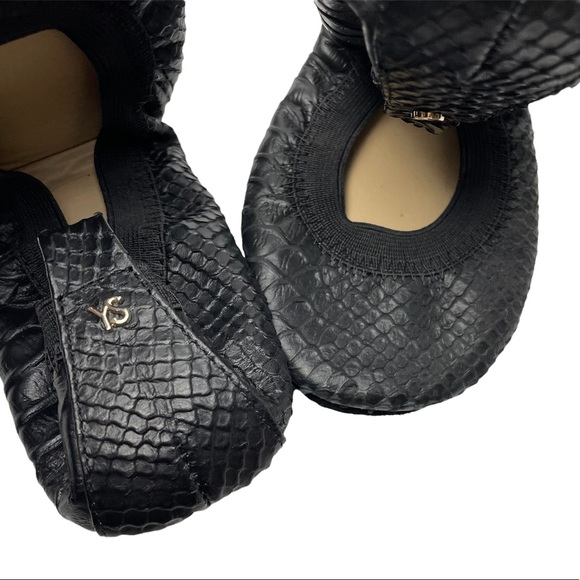 Yosi Samra Samara Snake-Embossed Leather Ballet Flat Foldable 6 NWOB - Picture 4 of 7